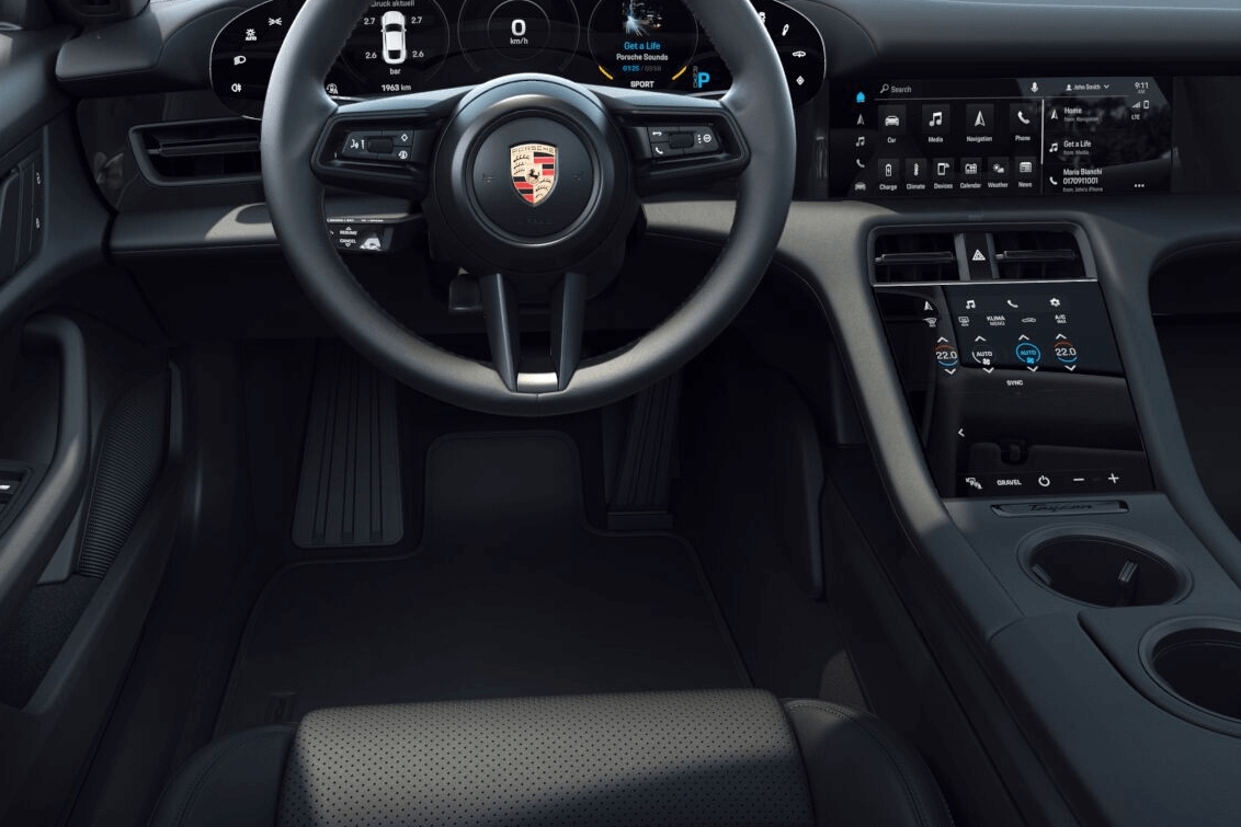 Electric car charging at a supercharger station